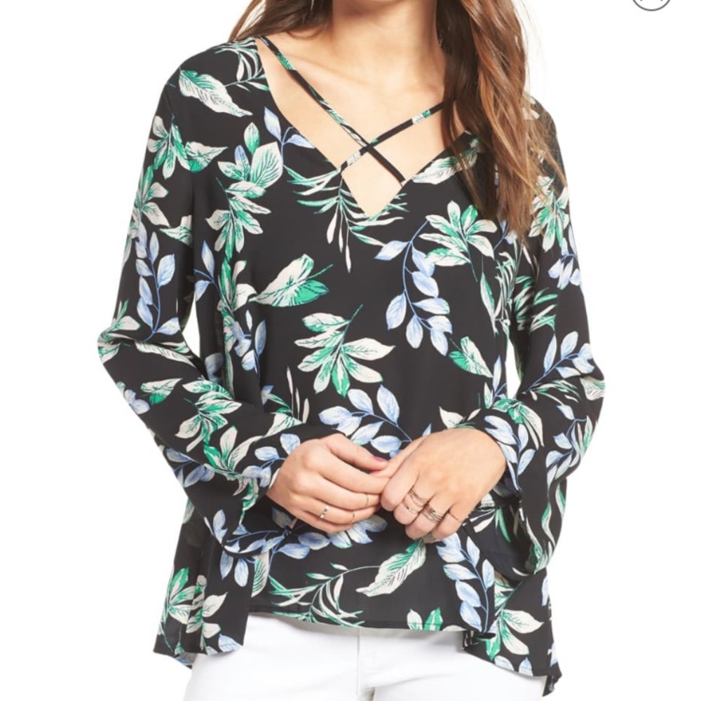 Lush Cross Front print Blouse size Med